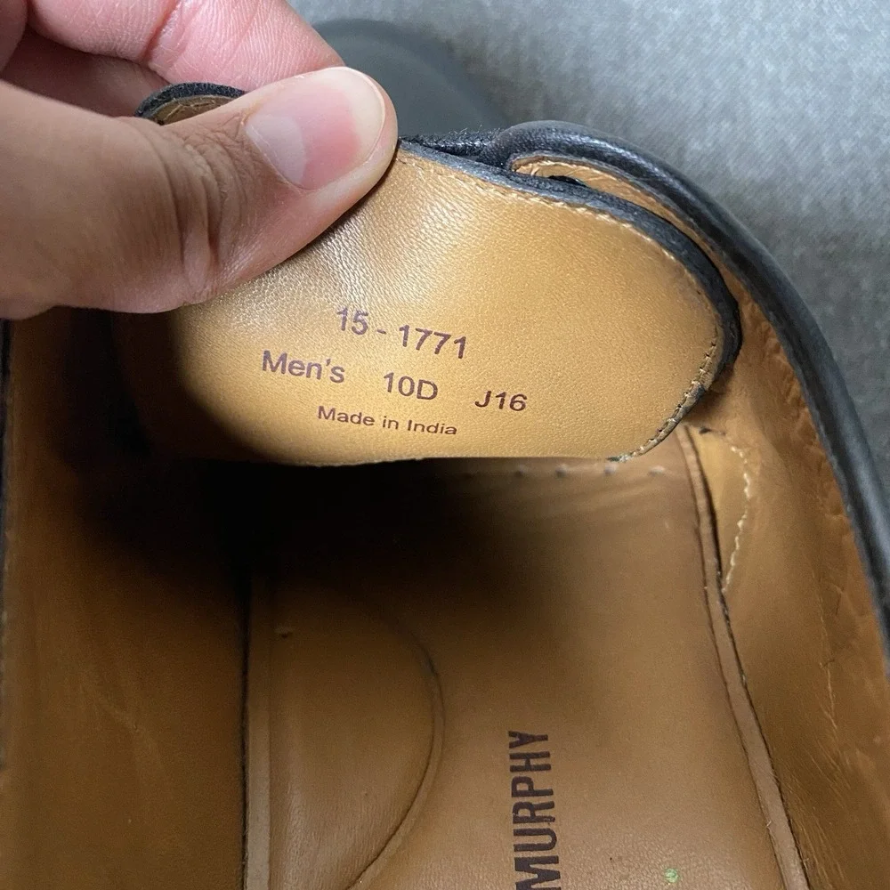Johnston Murphy Bradford Cap Toe Derby Dress Shoes 10D Sheepskin Black 15-1771